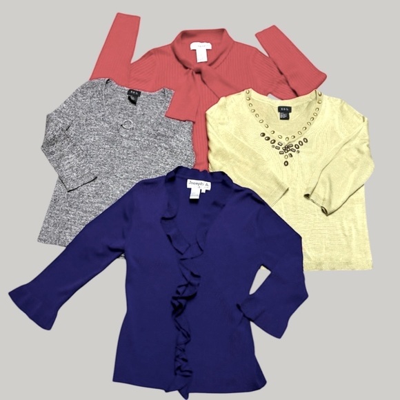 Vintage Tops - AV🌺NEW‼️VINTAGE LOT/BUNDLE/MULTIPLES (4)ASST. DESIGNER TOPS•SWEATERS•BLOUSESNWOT